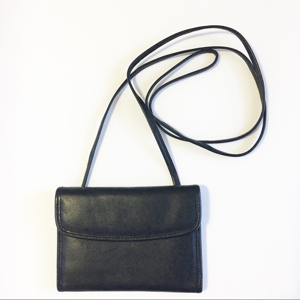 Coach vintage black leather cross body wallet